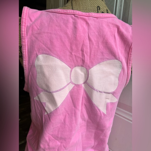Southern girl country girl Neon Tees Pink & White Cotton Tank Top w/ Bow • Small - Picture 5 of 11